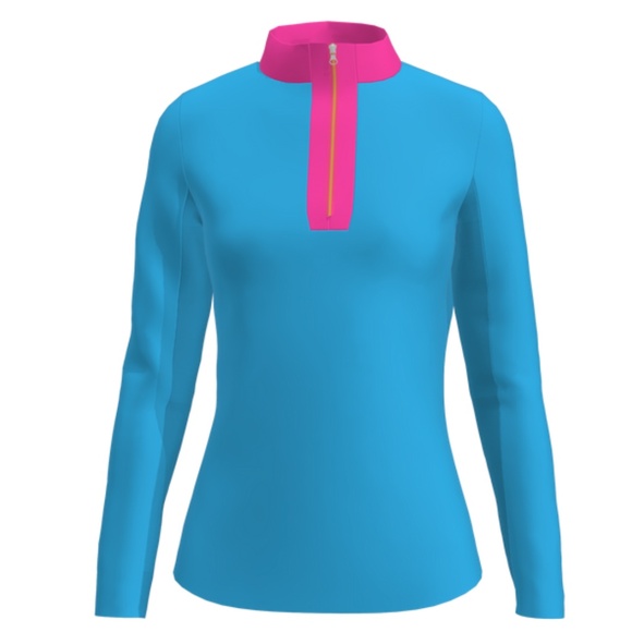 NEW AB Sport Golf Long Sleeve Sun Shirt w Mesh Sleeves UV 40 colorblock collar - Picture 10 of 10